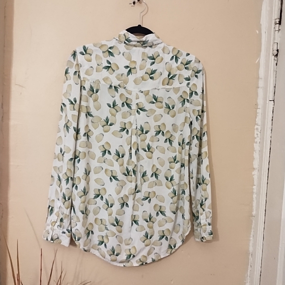 Beachlunchlounge Lemon & Leaf 100% Viscose Button Up Novelty Print Shirt Sz XS - Picture 3 of 8